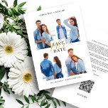 Save The Date Cool Chic Romantic 4 Multi Photos Wedding Trendy<br><div class="desc">Cool Chic Romantic 4 Multi Photos Wedding Trendy Engagement Save the Date Card with Envelope. QR code. Downloadable. IMPORTANT NOTICE: This design is part of a collection and has other coordinated elements that you can find in my store. Sometimes it can be difficult to aesthealign and texts or initials on...</div>