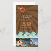Save The Date Cool D'Été Aqua Waves Et Sun Beach Brown Photo (Devant / Derrière)