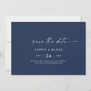Save The Date Coordonnée aquarelle moderne   Horizontal bleu