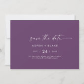 Save The Date Coordonnée aquarelle moderne | Horizontal pourpre (Devant)
