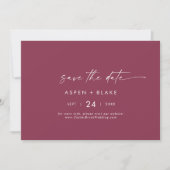 Save The Date Coordonnée aquarelle moderne | Horizontal rouge (Devant)