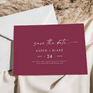 Save The Date Coordonnée aquarelle moderne   Horizontal rouge