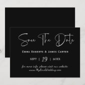 Save The Date Coordonnée Aquarelle Noire  (Devant / Derrière)