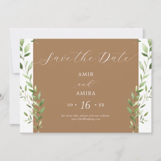 Save The Date Coordonnée de la verdure horizontale (Devant)