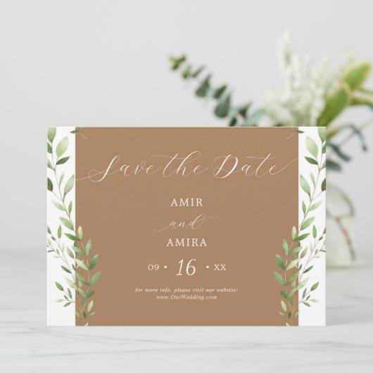 Save The Date Coordonnée de la verdure horizontale (Debout devant)