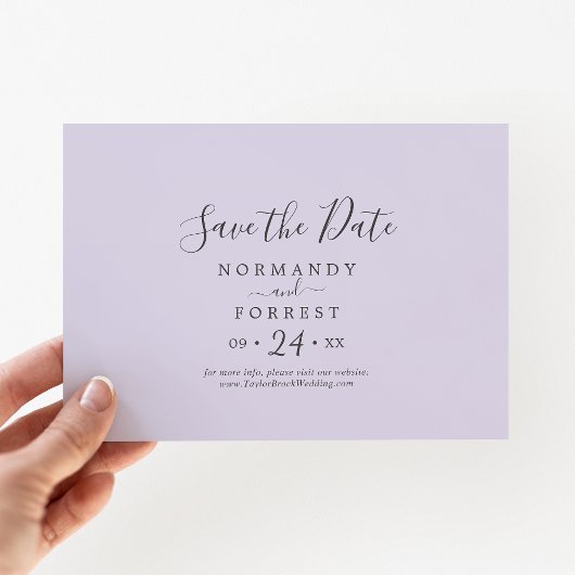 Save The Date Coordonnée de lavande rustique violet horizontal