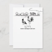 Save The Date Coq, Poule, Mariage à la Ferme Noir et Blanc (Dos)