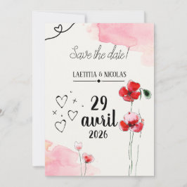 Save the date "Coquelicots" Kaart