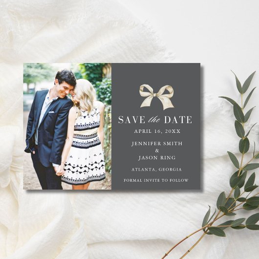 Save The Date Coquette Bow Photo Wedding Enregistrer la date