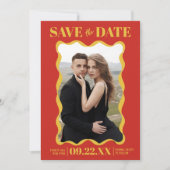 Save The Date Coquette Bow Retro Photo Mariage (Devant)