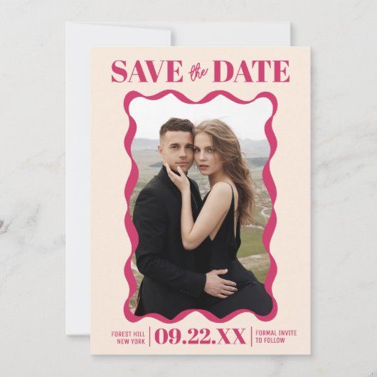 Save The Date Coquette Bow Retro Photo Mariage (Devant)