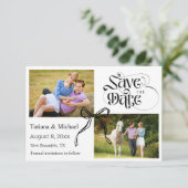 Save The Date Coquette ruban arc moderne calligraphie 2 photos (Debout devant)