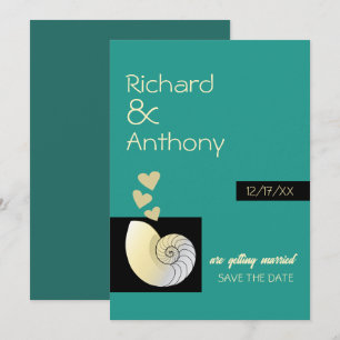 Save The Date Coquillage et Coeurs, Mariage plage
