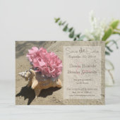 Save The Date Coquillage et rose hydrangea Enregistrez la date (Debout devant)