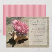 Save The Date Coquillage et rose hydrangea Enregistrez la date (Devant / Derrière)