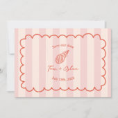 Save The Date Coquillage Tropical Rose Stripe Enregistrer La Dat (Devant)