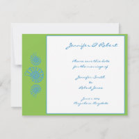 Coquillage vert chaux et turquoise Sauvez la date