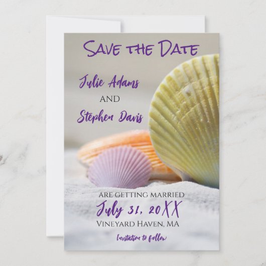 Save The Date Coquillages Colorés (Devant)