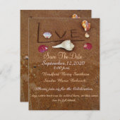 Save The Date Coquilles & Amour sur la plage mariage personnalis (Devant / Derrière)