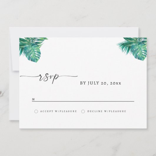 Save The Date CORA Tropical Beach Leaf RSVP  (Devant)