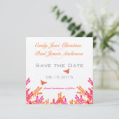 Save The Date Corail & Gris Fleur Fleur d'abeille Mariage Enregi (Debout devant)