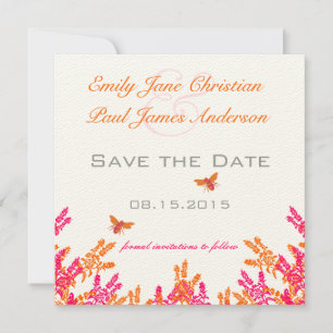 Save The Date Corail & Gris Fleur Fleur d'abeille Mariage Enregi