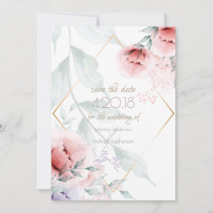 Save the date   Corail tendance/Lilac Aquarelle Pe