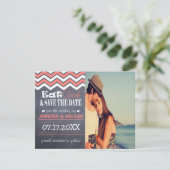 Save The Date Coral Chevron Enregistrer la date (Debout devant)