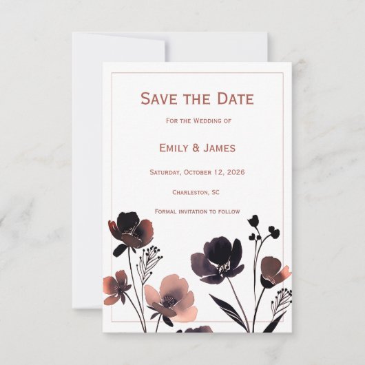 Save The Date Coral Floral Wedding (Devant)