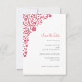 Save The Date Coral rose floral papillon de jardin mariage (Devant)