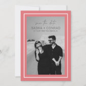 Save The Date Coral rose gras Bordure photo Mariage moderne (Devant)