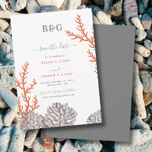 Save The Date Coral Watercolor Beach Mariage moderne