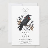 Save The Date Corbeau gothique Mariage d'hiver (Devant)