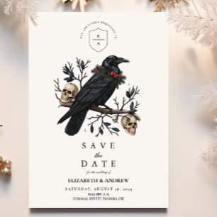 Save The Date Corbeau gothique Mariage d'hiver