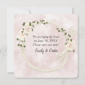Save The Date Corde Blanche Avec Bouquets Hydrangea (Devant)