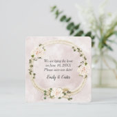 Save The Date Corde nouée avec bouquets d'hortensias (Debout devant)