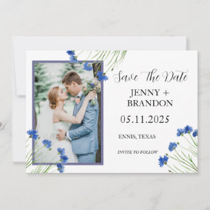 Save The Date Cornflowers Fleur sauvage Blue Floral Photo