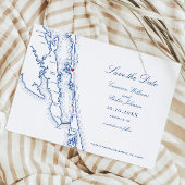 Save The Date Corolla NC Map Elegant Navy Blue Wedding