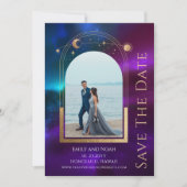 Save The Date Cosmétique violet Turquoise Sun Moon Stars Space (Devant)