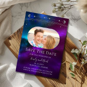 Save The Date Cosmologique violet Turquoise Sun Moon Star Space