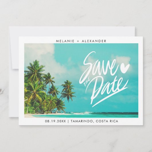 Save The Date Costa Rica Beach Destination Mariage Enregistrer l (Devant)