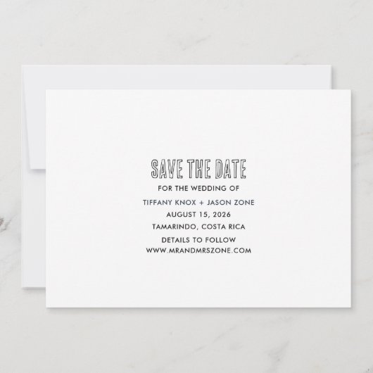 Save The Date Costa Rica Destination Beach Mariage Enregistrer l (Dos)