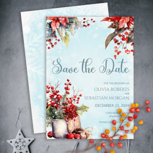 Save The Date Cosy Winter Rowan bouquet Mariage