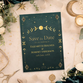 Save The Date Cothique céleste Sombre sarcelle Mariage Sauvegard