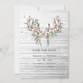 Save The Date Coton boho rustique et Mariage bohème Eucalyptus (Devant)