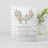 Save The Date Coton boho rustique et Mariage bohème Eucalyptus (Debout devant)