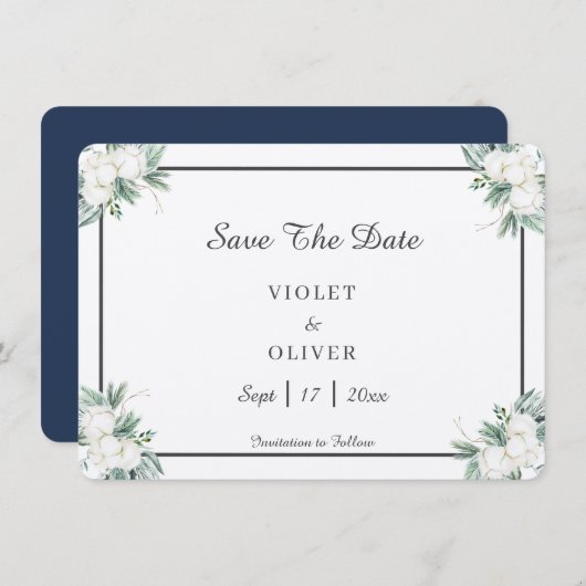 Save The Date Coton d'Eucalyptus | Felt Ecru (Devant / Derrière)