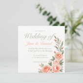 Save The Date Coucher de soleil en fleurs - Orange doux (Debout devant)