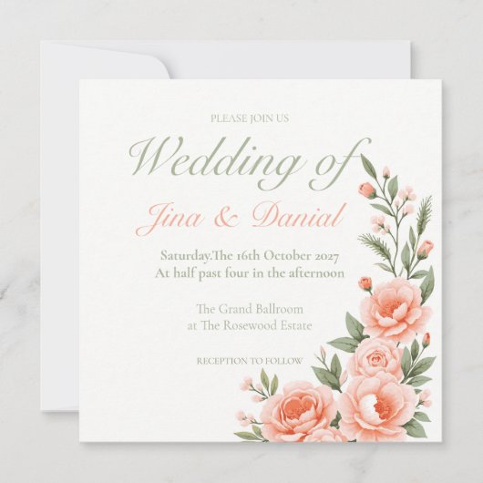 Save The Date Coucher de soleil en fleurs - Orange doux (Devant)