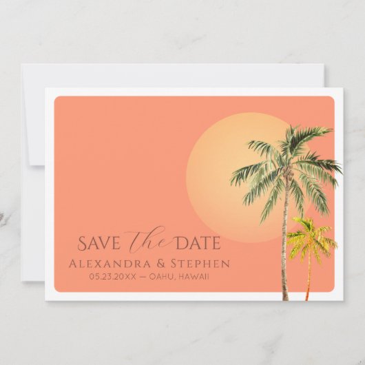 Save The Date Coucher de soleil minimaliste sur une plage tropic (Devant)